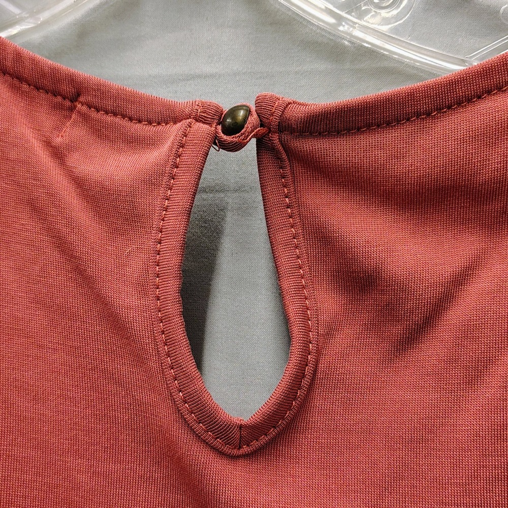 Pemberley Womens Boho Chic Rust Redl Ruffle Sleeveless Tank Top Size S USA Made - Picture 4 of 12